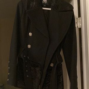 Abs Allen Schwartz m 60% wool 30% polyester 5 % rayon 5 % other.